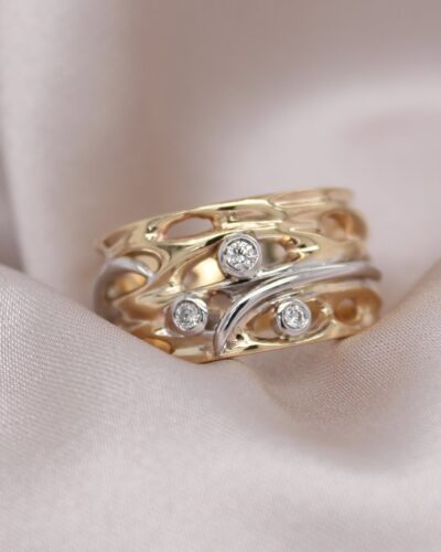 Oily Calm Diamond Ring - 9ct Yellow Gold