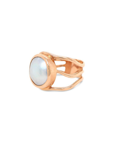 Open Lexi Ring with Abrolhos Mabe Pearl - 9ct Rose Gold