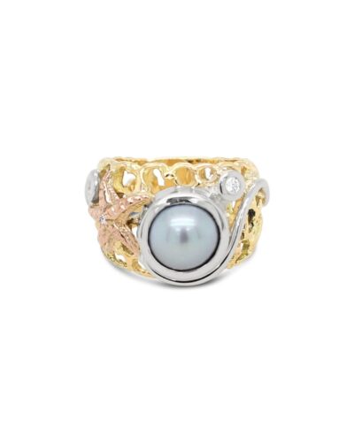 Ocean's Basile Starfish Ring Abrolhos Pearl - 9ct Yellow Gold