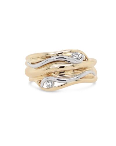 Oily Calm Swirl Ring with Diamonds - 9ct Rose Gold