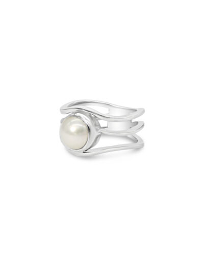Open Slim Lexi Ring with South Sea Pearl - Sterling Silver