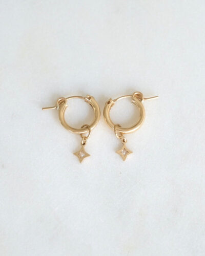Point Star Huggie Hoops - Gold Filled