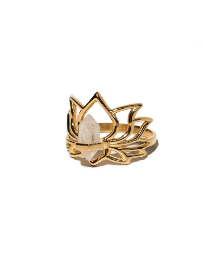 Enlightened Lotus Moonstone Ring - Gold Vermeil