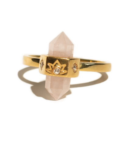 Purity Rose Quartz & White Topaz Ring - Gold Vermeil