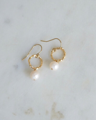 Pearl Round Twist Earrings - Gold Filled