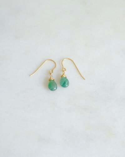 Emerald Deep Green Earrings - Gold Filled