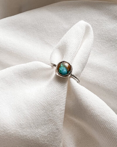 Bold Mini Oyster Turquoise Ring - Sterling Silver