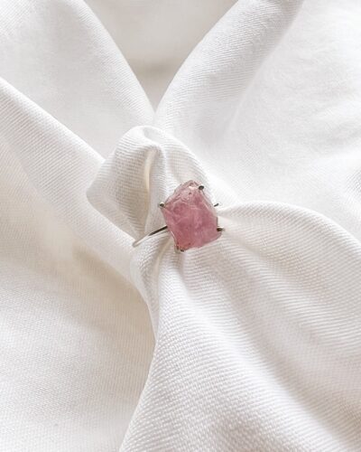 Raw Pink Tourmaline Ring - Sterling Silver