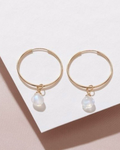 Moonstone Heart Hoop earrings - Gold Filled