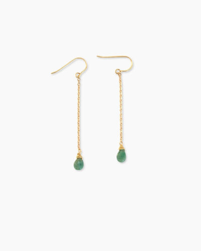 Mini Emerald Drop Earrings - Gold Filled