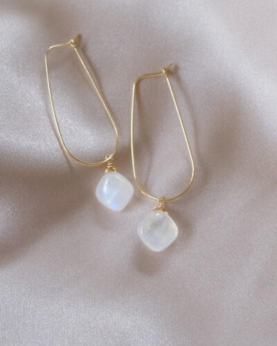 Moonstone U Hoop Earrings - Gold Filled