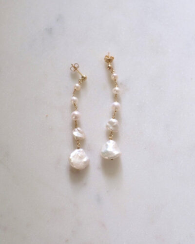 Keshi Pearl Long Earrings - Gold Filled