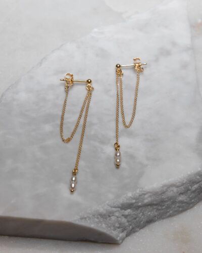Chain Loops with Pearl Charm - 14k Gold Filled