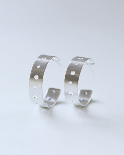 [One of a Kind] Polka Dot Hoop Earrings - Sterling Silver