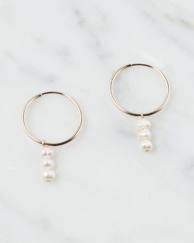 Three Pearl Sleepers - 14k Gold Filled