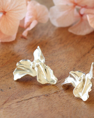 The Large Trillium Flower Earrings - Sterling Silver