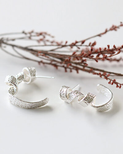 Textured Spiral Earrings (Large) - Sterling Silver