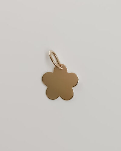 Five Petal Flower Shiny Pendant - 9K Yellow Gold