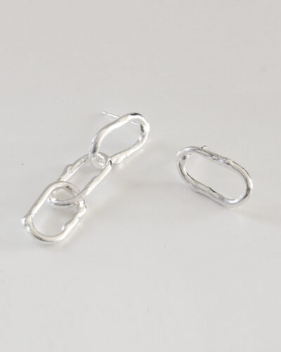 Organic Chain Mismatch Earrings - Sterling Silver