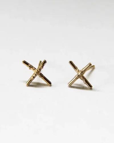 Gold Cross Studs