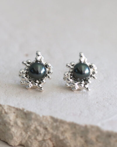 Silver Bubble Pearl Stud Earrings - Sterling Silver