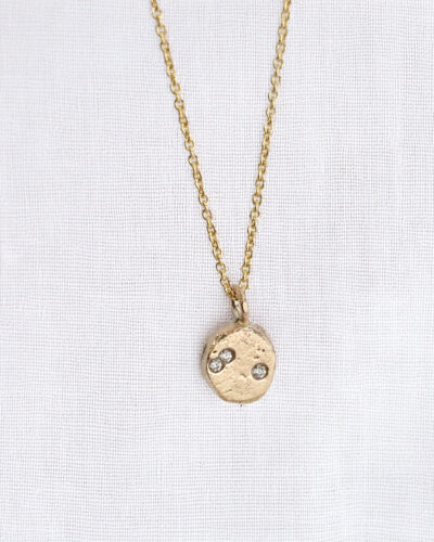 3 stone Bubble Necklace - 9K Yellow Gold, Diamond