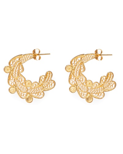 Botanical Wreath Filigree Stud Earrings - Gold Plated