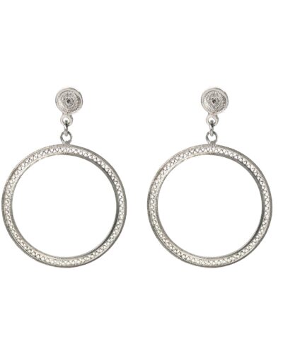 Minimalistic Filigree ZigZag Circles Earrings - Sterling Silver