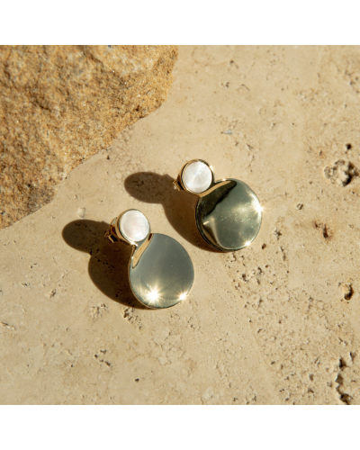 EBB Mother of Pearl Stud Earrings - Gold Vermeil