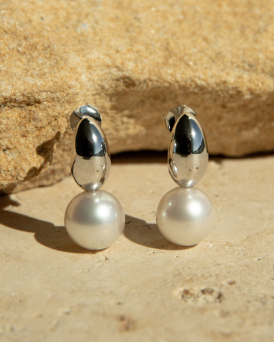 Ebb South Sea Pearl Stud Earrings - Sterling Silver