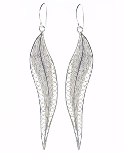 Long Eucalyptus Leaf Earrings - Sterling Silver