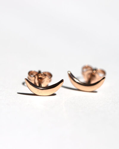 Crescent Moon Studs - 9ct Rose Gold