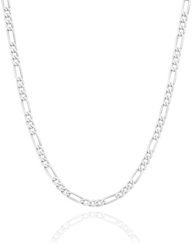 Figaro Chain - 9ct White Gold (3mm) (50cm)