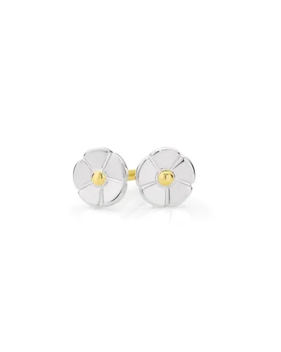 The Buttercup Flower Stud - Sterling Silver with Yellow Gold Post