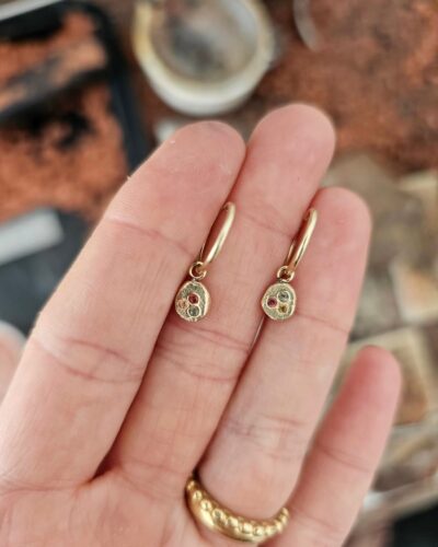 Bubble Charm - 14K Yellow Gold, Mixed Sapphire
