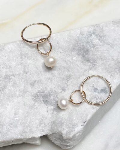 Pearl & Circle Charm Sleepers - 14k Gold Filled