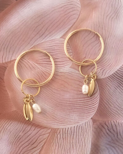 Rice Pearl & Charm Sleepers - 14k Gold Filled