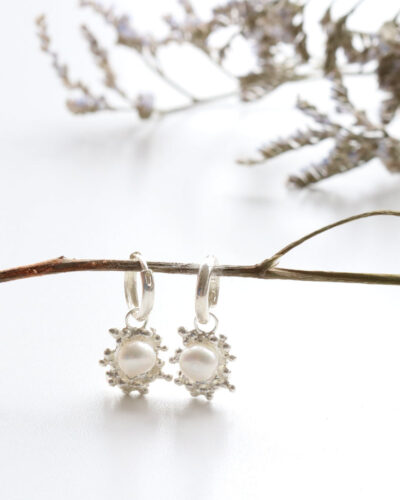 Silver Bubble Pearl Earrings Charms - Sterling Silver