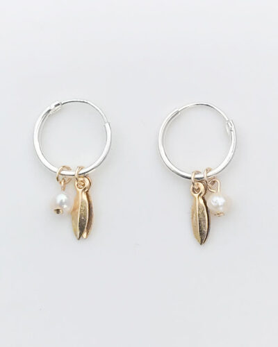 Rice Pearl & Marquise Charm Sleepers - 14k Gold Filled