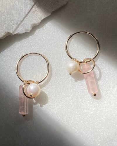 Rose Quartz Charm Sleepers - 14k Gold Filled