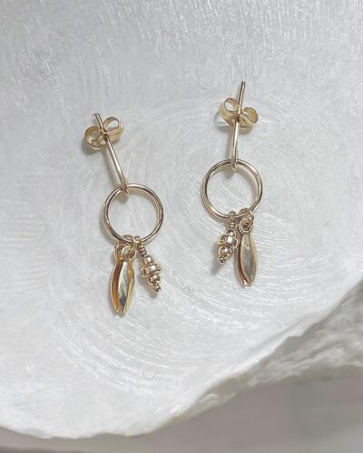 Circle & Charm Studs - 14k Gold Filled