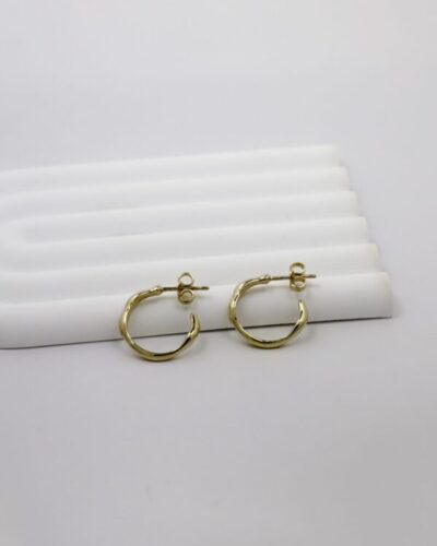 Ripple Hoop Earrings - 9ct Yellow Gold
