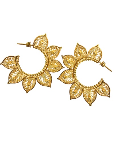 Filigree Mandala Hoop Earrings - 24K Gold Plated