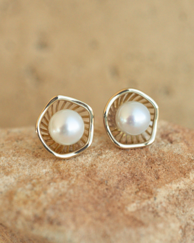 Mangrove Lily Pearl Studs - 9ct White Gold