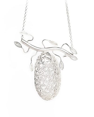 Bird Nest Silver Filigree Necklace - Sterling Silver