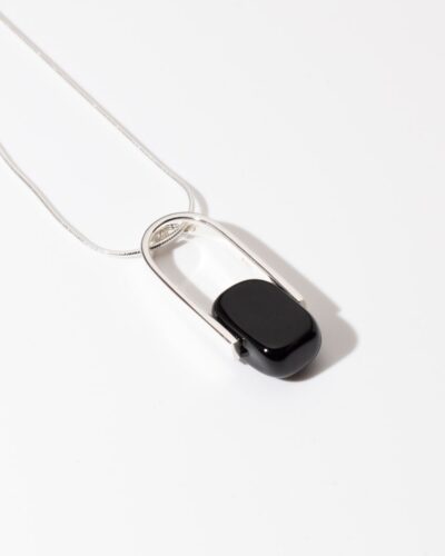 Empire Obsidian Pendant Necklace - Sterling Silver (45cm)
