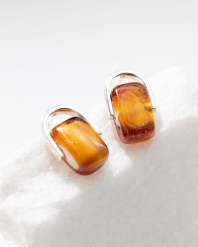 Empire Amberfire Stud Earrings - Sterling Silver