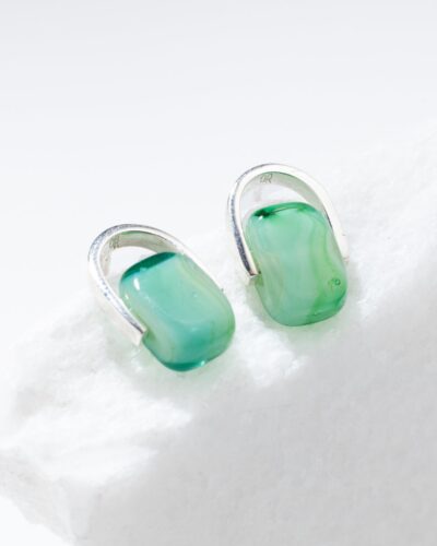 Empire Sea Green Stud Earrings - Sterling Silver