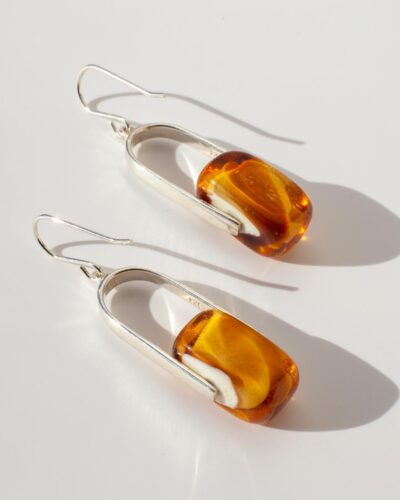 Empire Amberfire Earrings - Sterling Silver