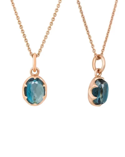Medieval Claw Pendant - 9ct Rose Gold, London Blue Topaz